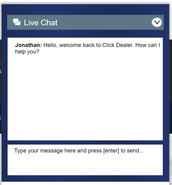 An example of Live Chat on a website