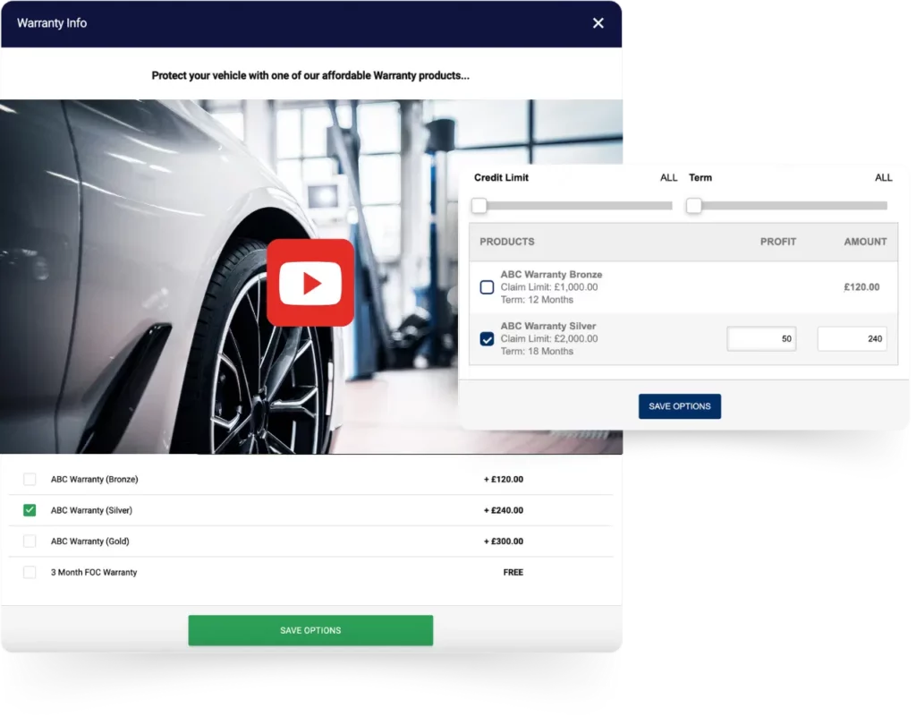 Automotive warranty details being added onto a car deal by the customer