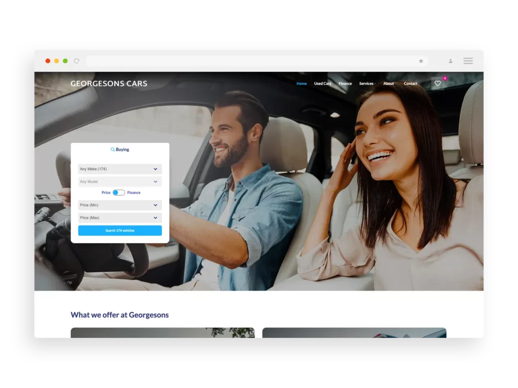 used car dealership website design by click dealer