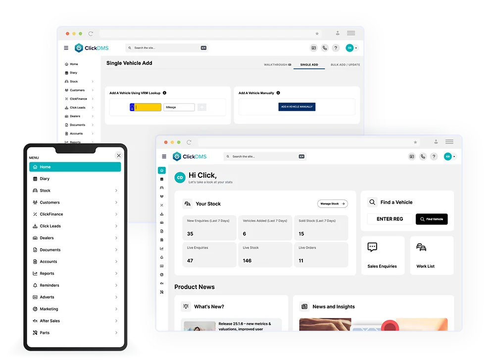 stock inventory management platform within click dealer DMS
