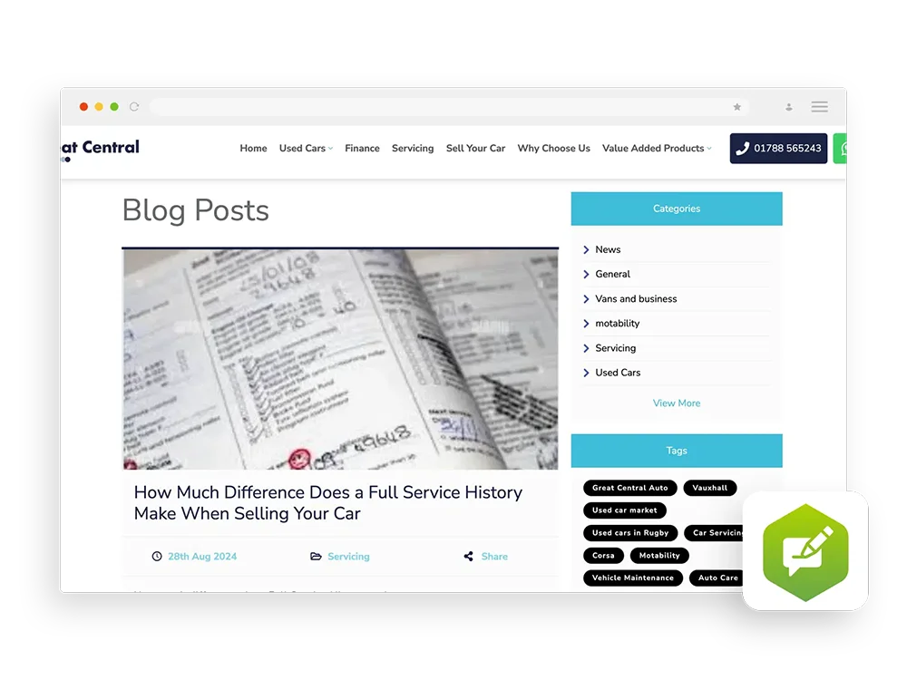 automotive blogging on a car dealerships website