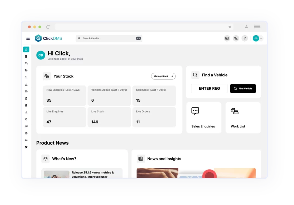 Click Dealer dealer management system portal
