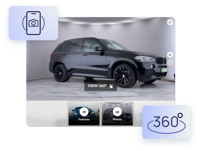 360 degree image of vehicle on stock advert management app by click dealer