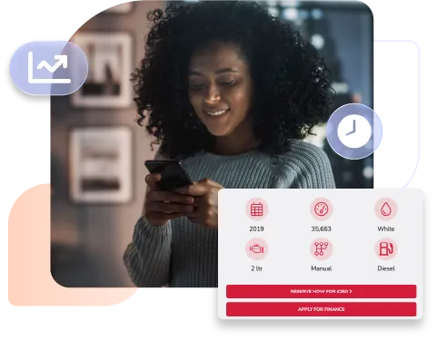lady reserving a car online using dealer software by click dealer