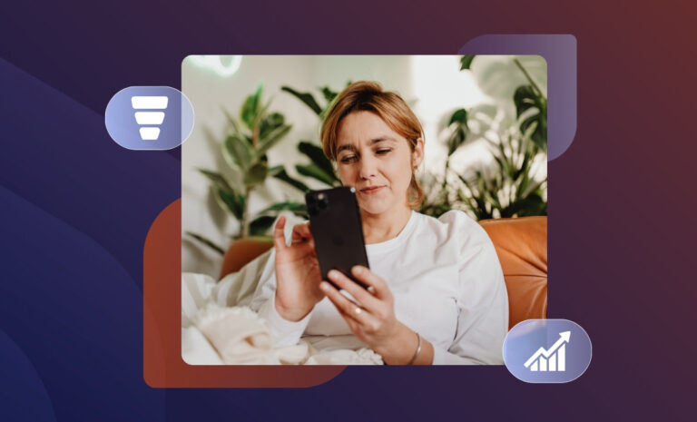Woman holding a mobile device