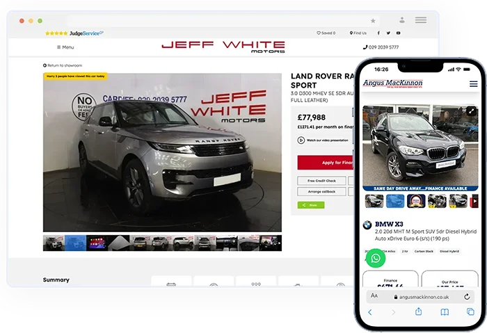 homepage of automotive website design by click dealer
