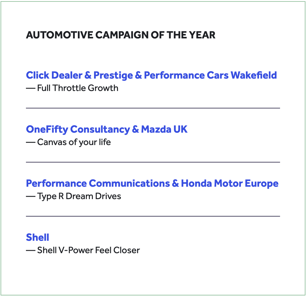 Automotive Campaign of the Year - 2026 Finalists